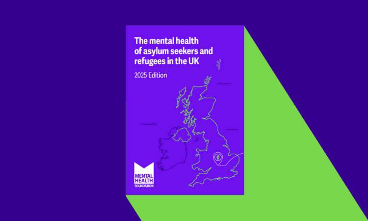 Front cover of the report: "The mental health of asylum seekers and refugees: 2025 edition" - MHF logo bottom left.